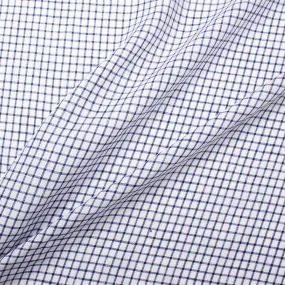 Navy Blue Graph Check Pure Linen