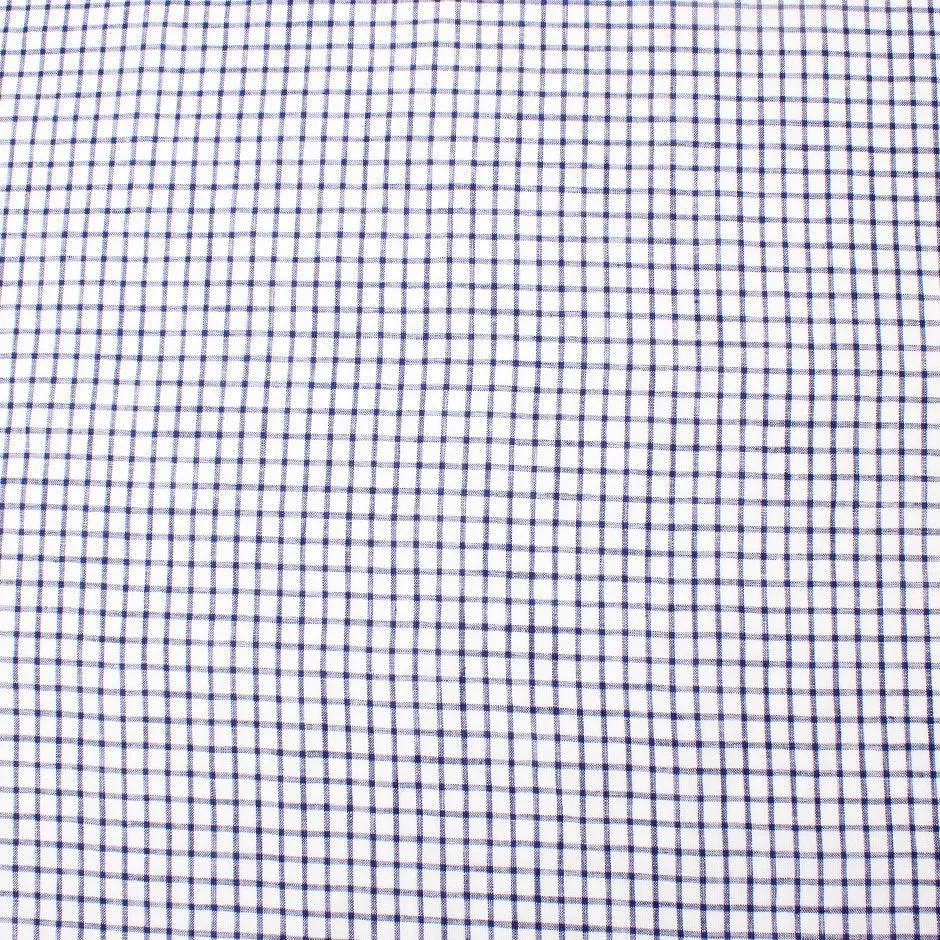 Navy Blue Graph Check Pure Linen