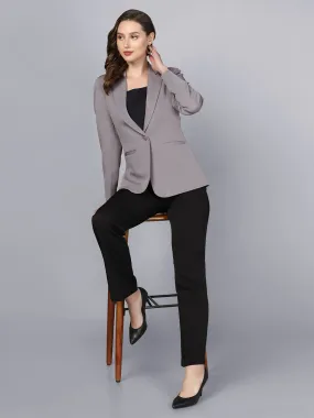 Notch Collar Stretch blazer- Grey