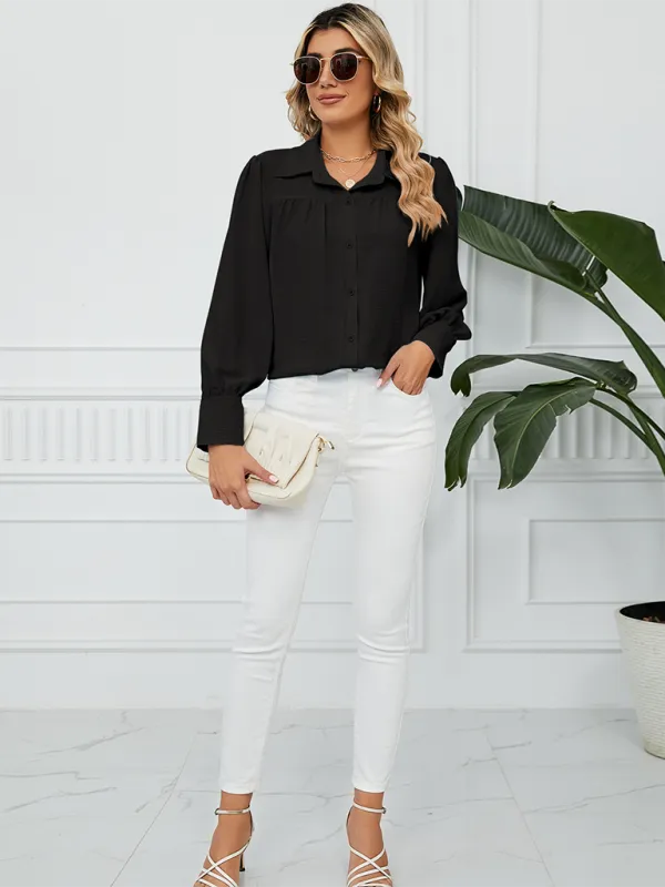 Office-to-Evening Blouse Structured Drape Shirt