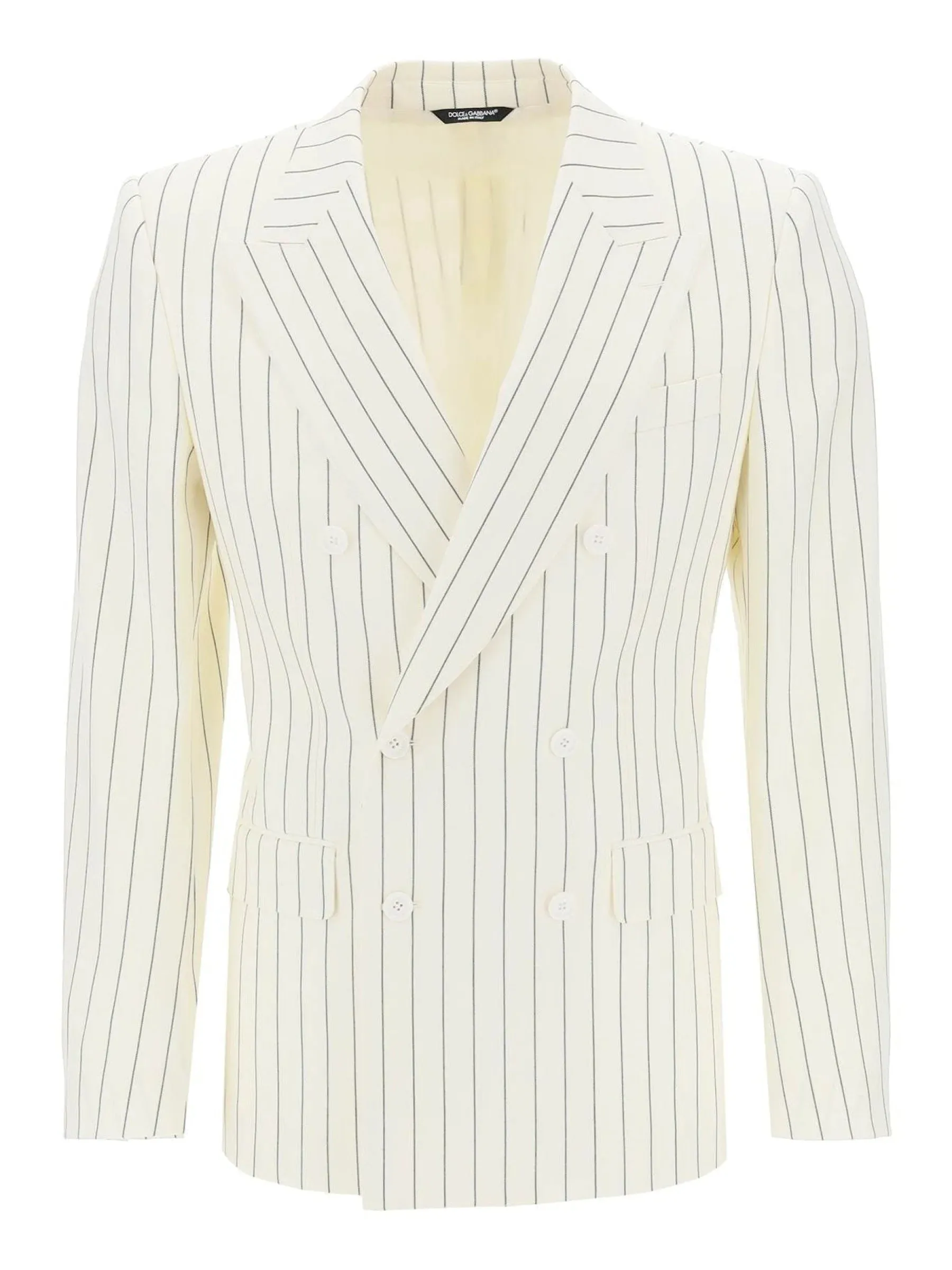 Pinstripe Wool Silk Blazer