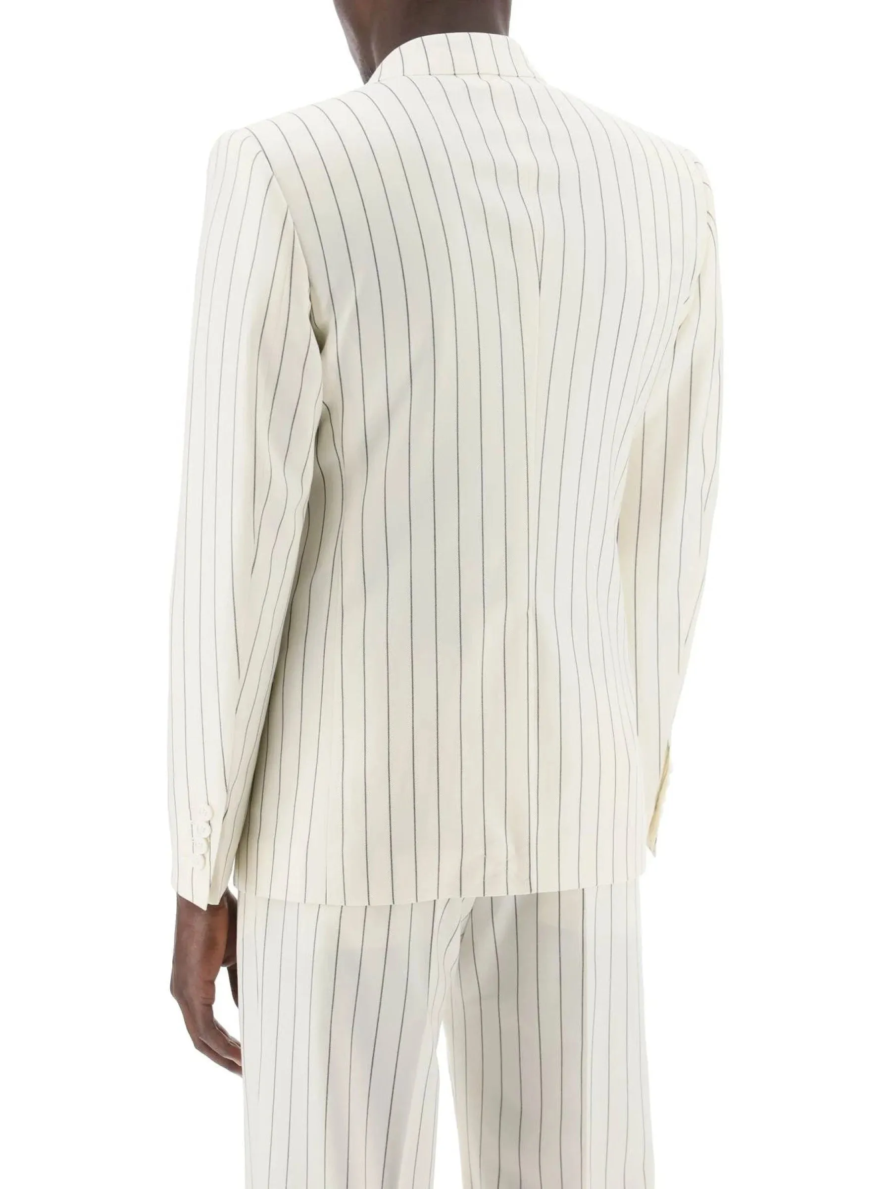 Pinstripe Wool Silk Blazer