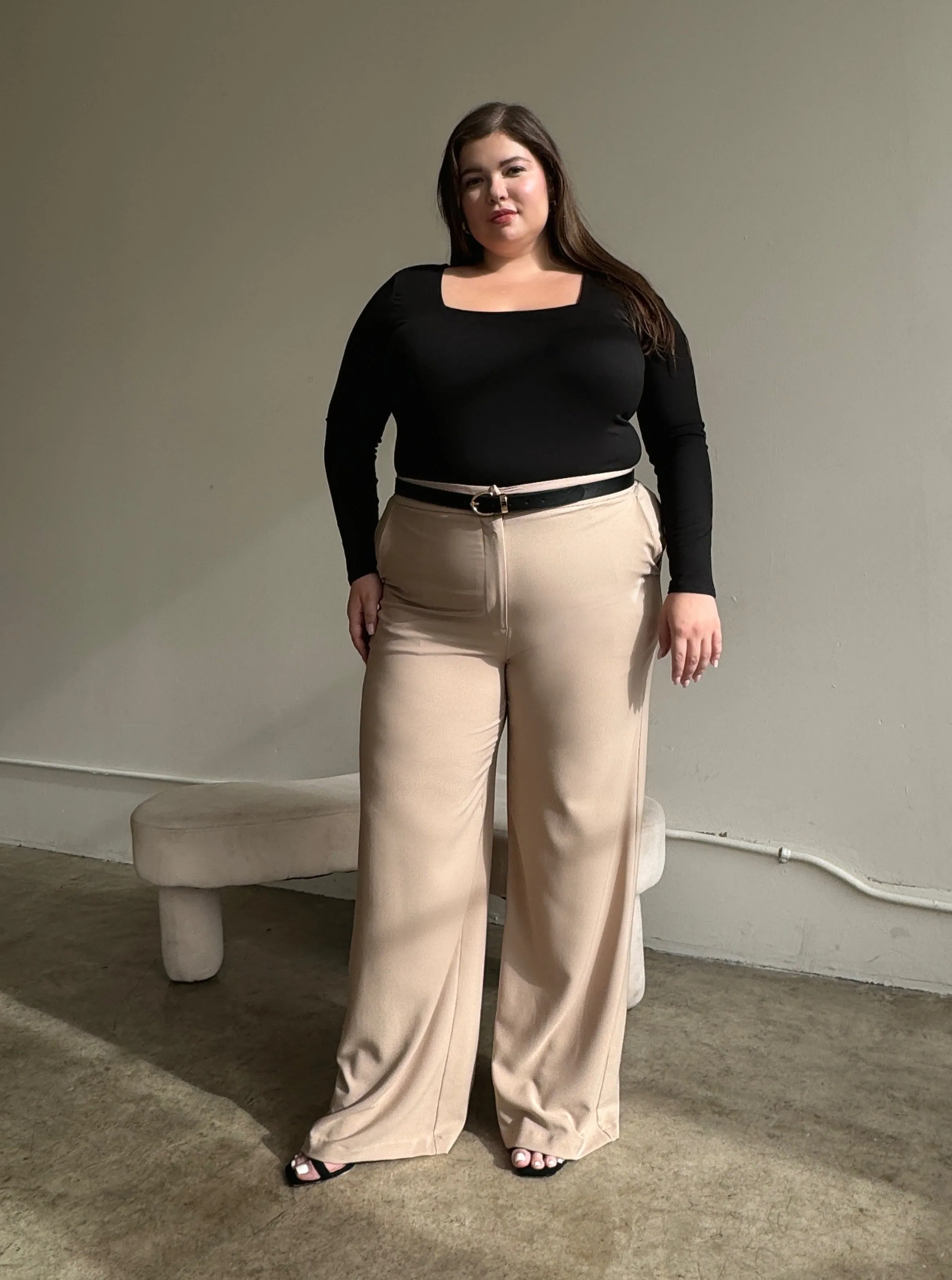 Plus Size Flowy Wide Leg Trousers