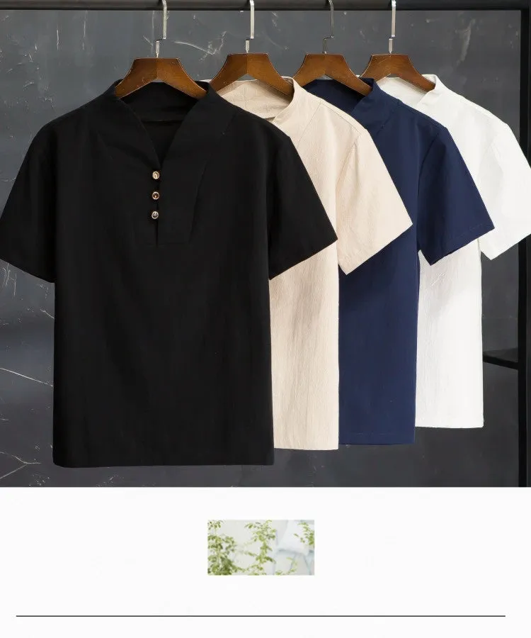 Summer fashion men shirt Man Cotton and linen shirts Short sleeve (Shirt   trousers)