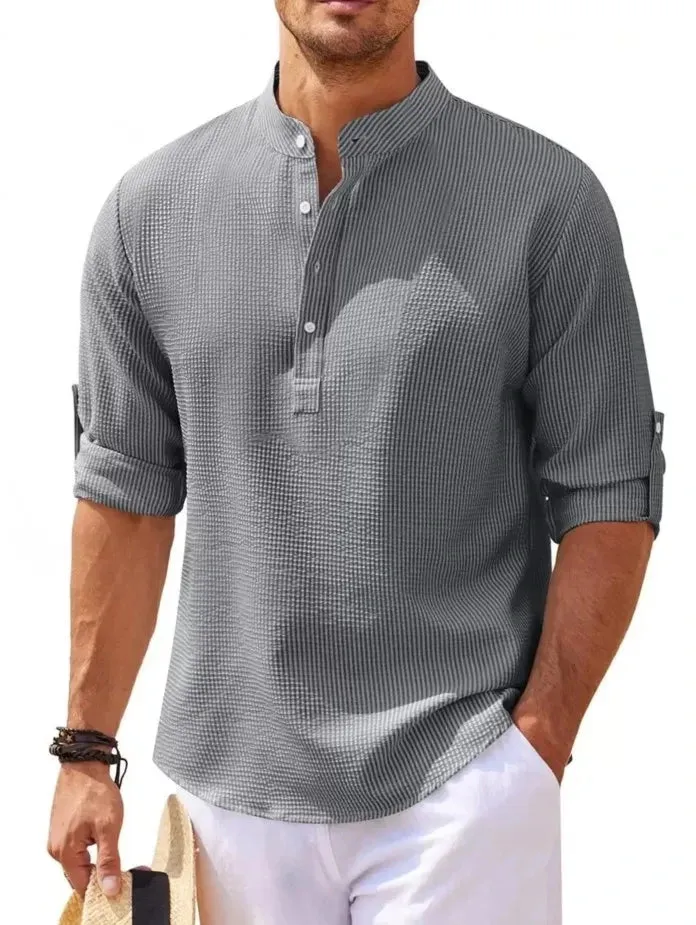 West Louis™ Hot Linen Stand-Up Collar Casual Beach Shirt