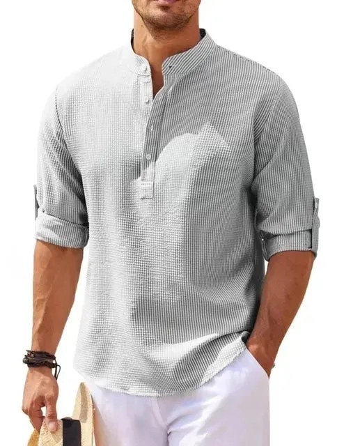 West Louis™ Hot Linen Stand-Up Collar Casual Beach Shirt