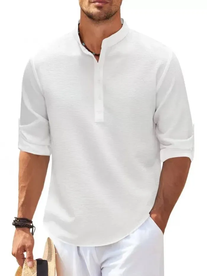 West Louis™ Hot Linen Stand-Up Collar Casual Beach Shirt