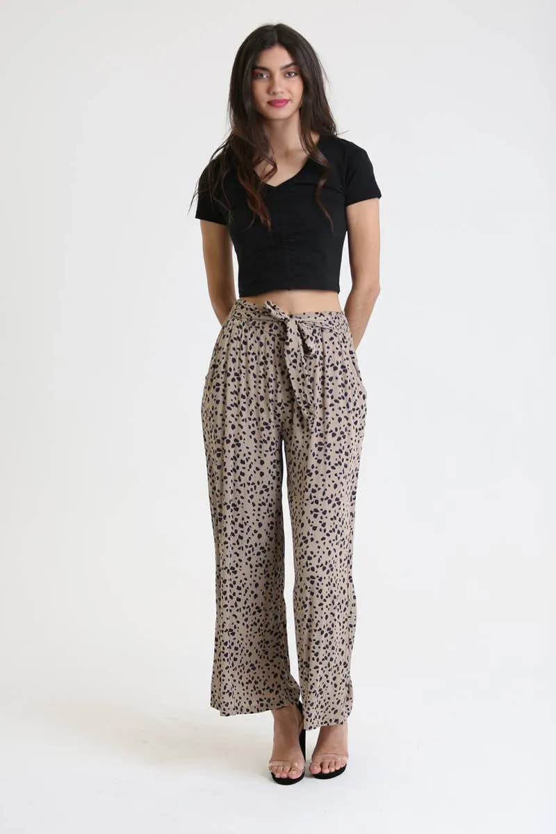 White & Black Flowy Pant with Pockets